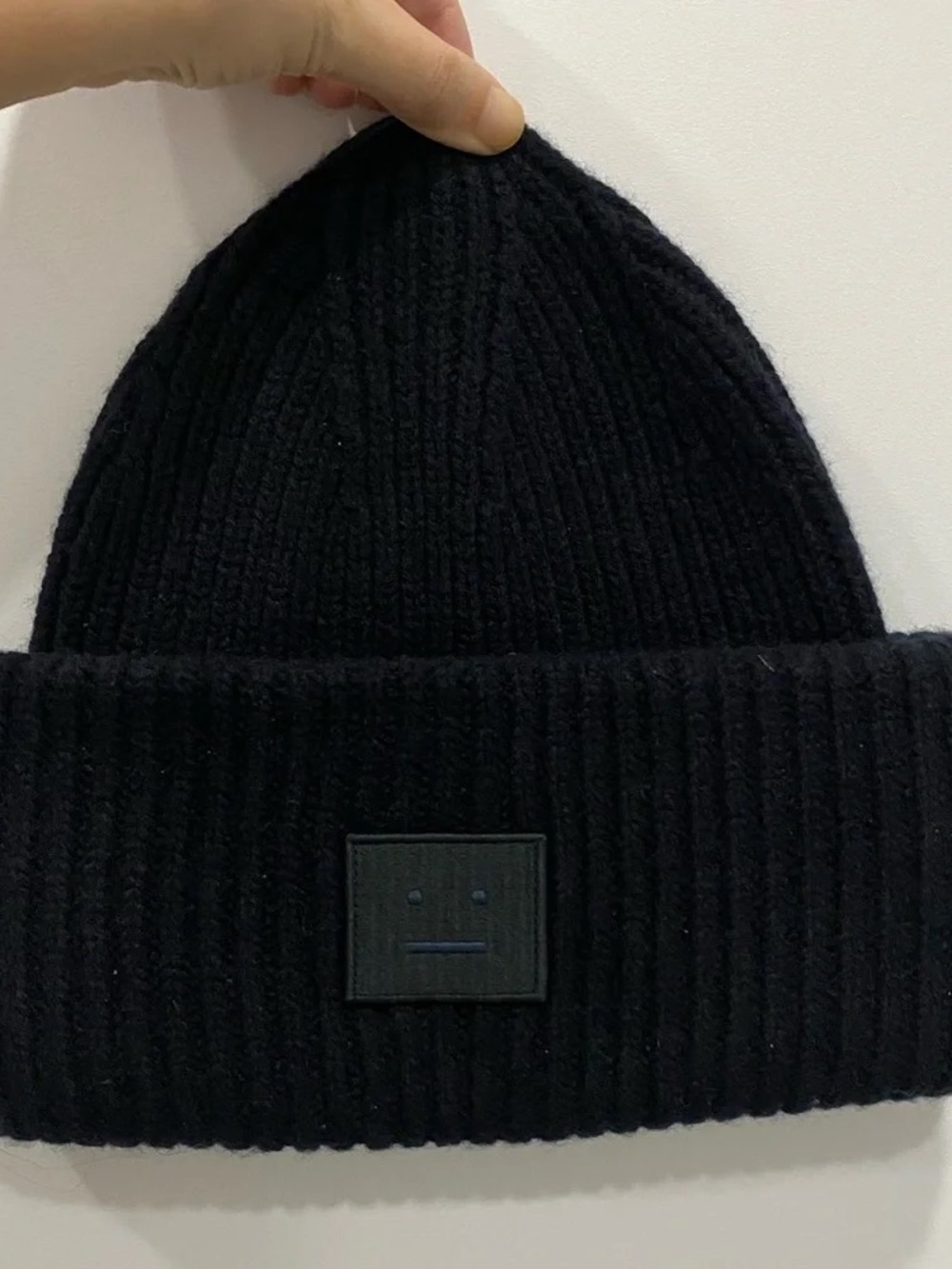 Acne Black Ribbed Knit Beanie